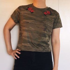 Embroidered Camo Crop Top